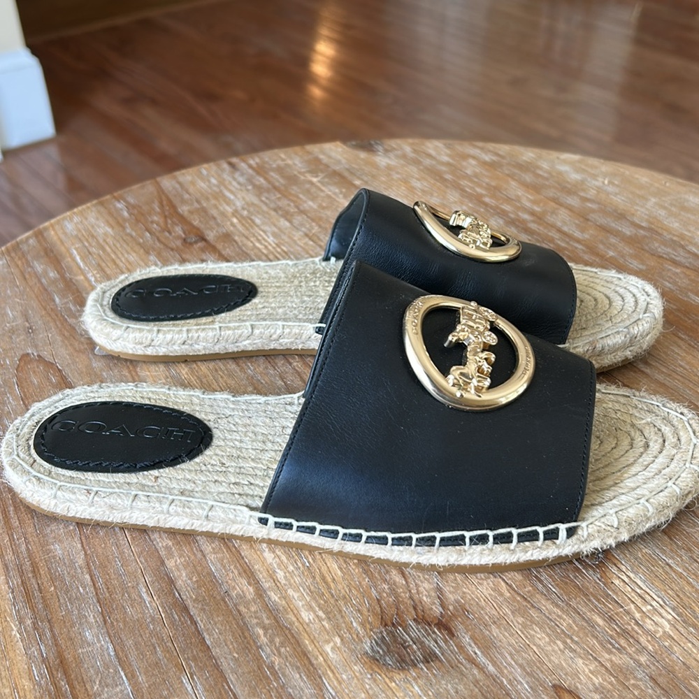 Coach Corey Black Slides with Gold Detail - Picture 6 of 17